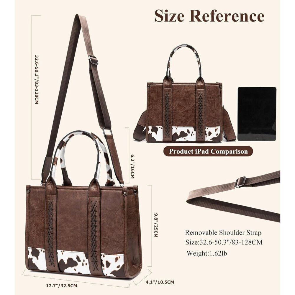 Women’s Coffee Crocodile Pattern Satchel Set | Stylish Tote & Purse Bags - Picture 2 of 6
